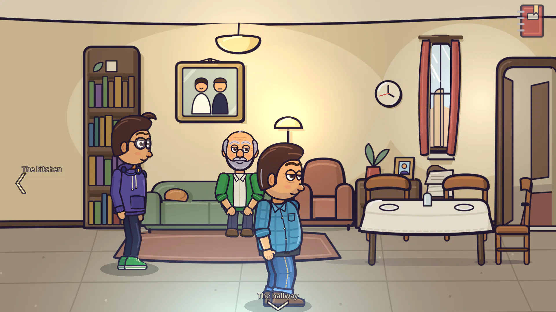 The living room: Dad, Luca and Vincenzo