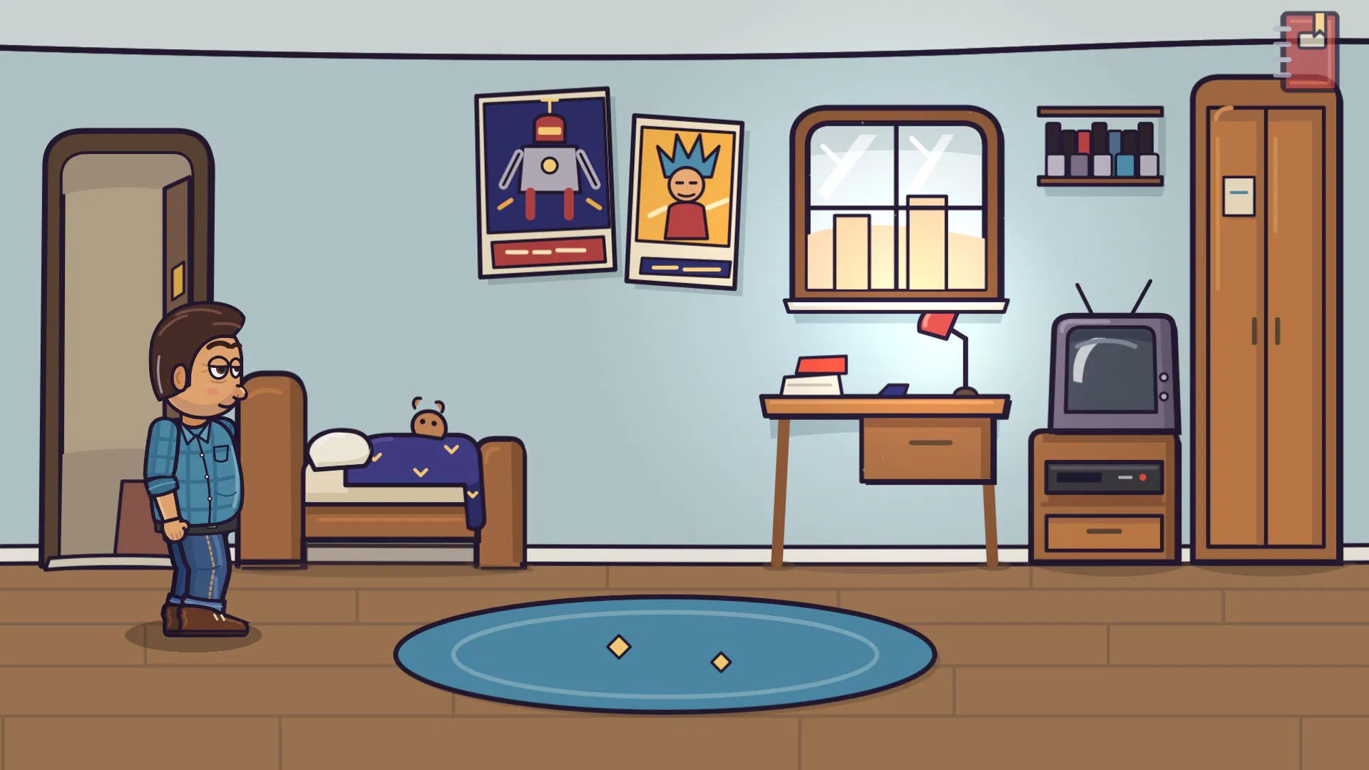 The 1980s bedroom with the old TV